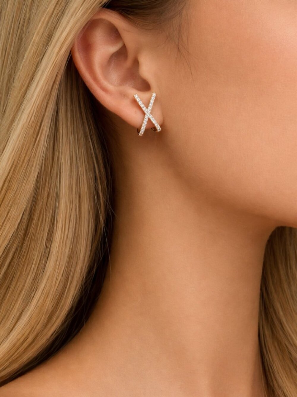 "XoXo" Illusion Bling Gold Plated Earrings